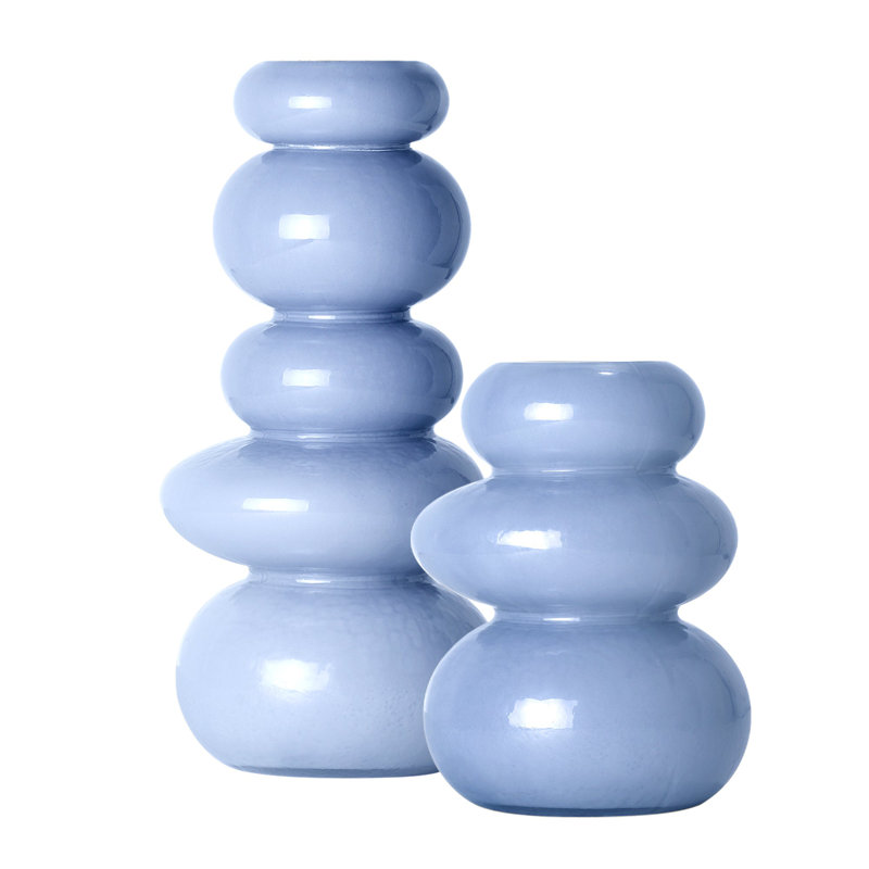 Cooprider Coastal Stacked Rock Glass Decorative Vase Set - Blue, Blue