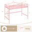 Lit mezzanine simple en métal robuste avec échelle et garde-corps sécuritaire, peu encombrant, sans sommier, assemblage facile, rose-654485489