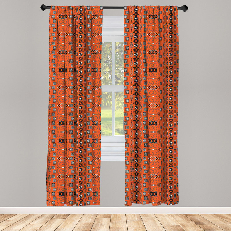African Semi-Sheer Rod Pocket Curtain Panels, 28" x 95"