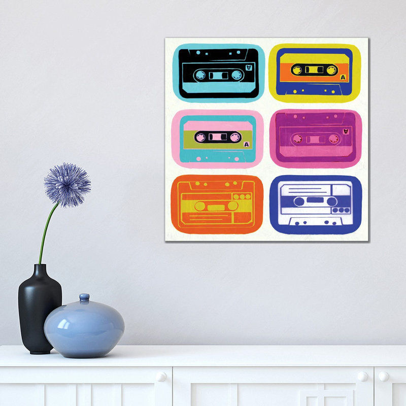 Retro Cassettes by PI Studio - Wrapped Canvas Painting, 45.72 cm H x 45.72 cm W x 3.175 cm D