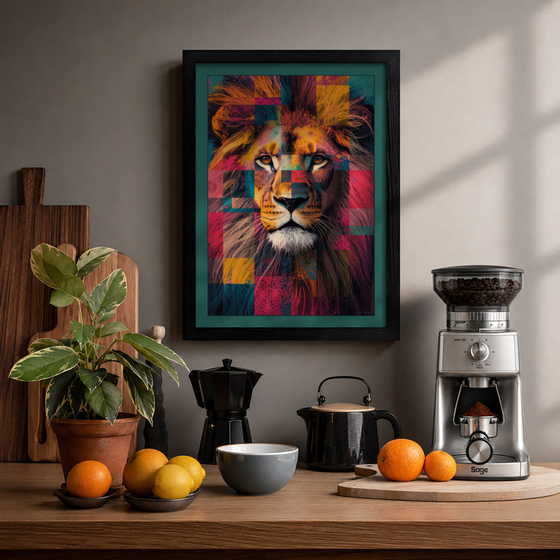 Confident Lion Modern - Print, Black, A4 - 29.7 x 21.0 cm
