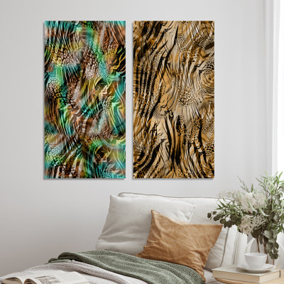 «Leopard and Tiger IV», ensemble de 2 impressions sur toile