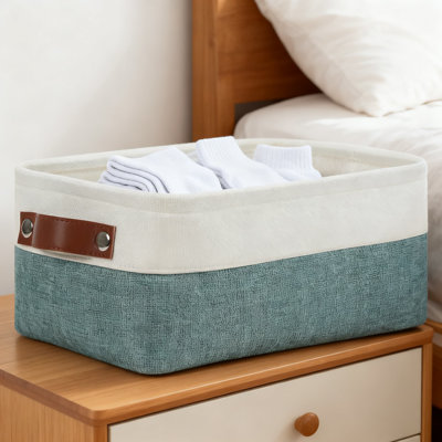 Foldable Fabric Storage Bin With Handles, Collapsible Rectangular Organizer Basket For Shelves, Toys, Clothes, And Home Organization