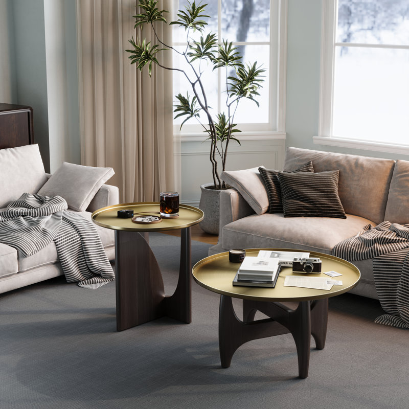 Table de bout ronde en bois, Noyer