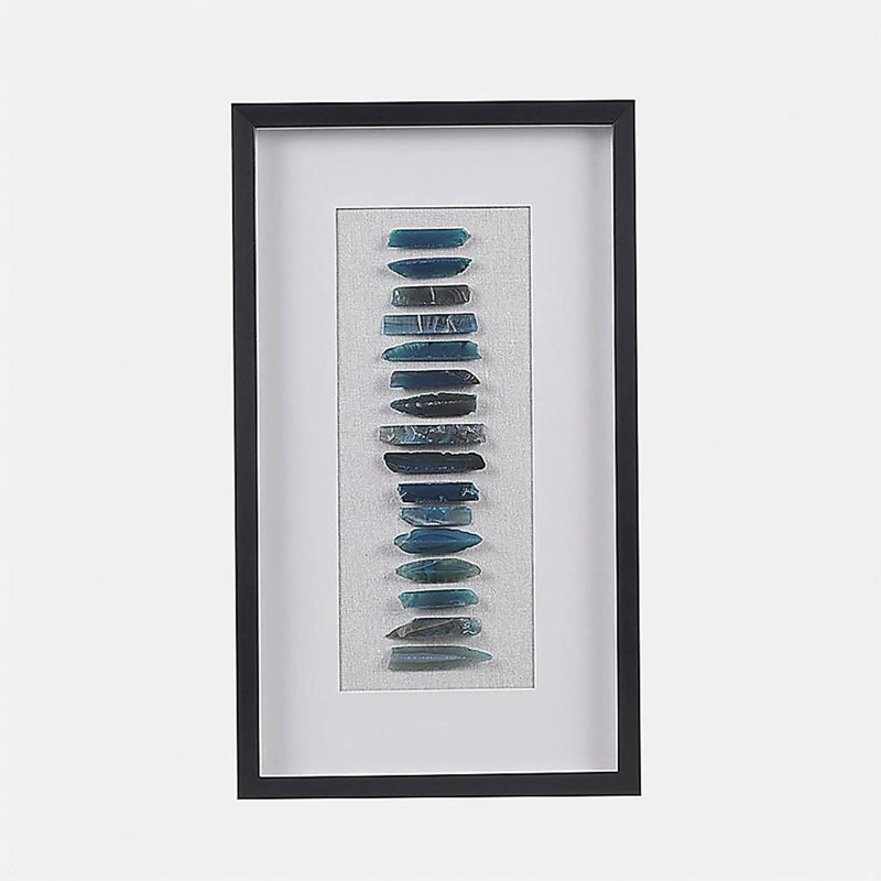 Panneau de décoration murale encadré en agate bleue encadrée