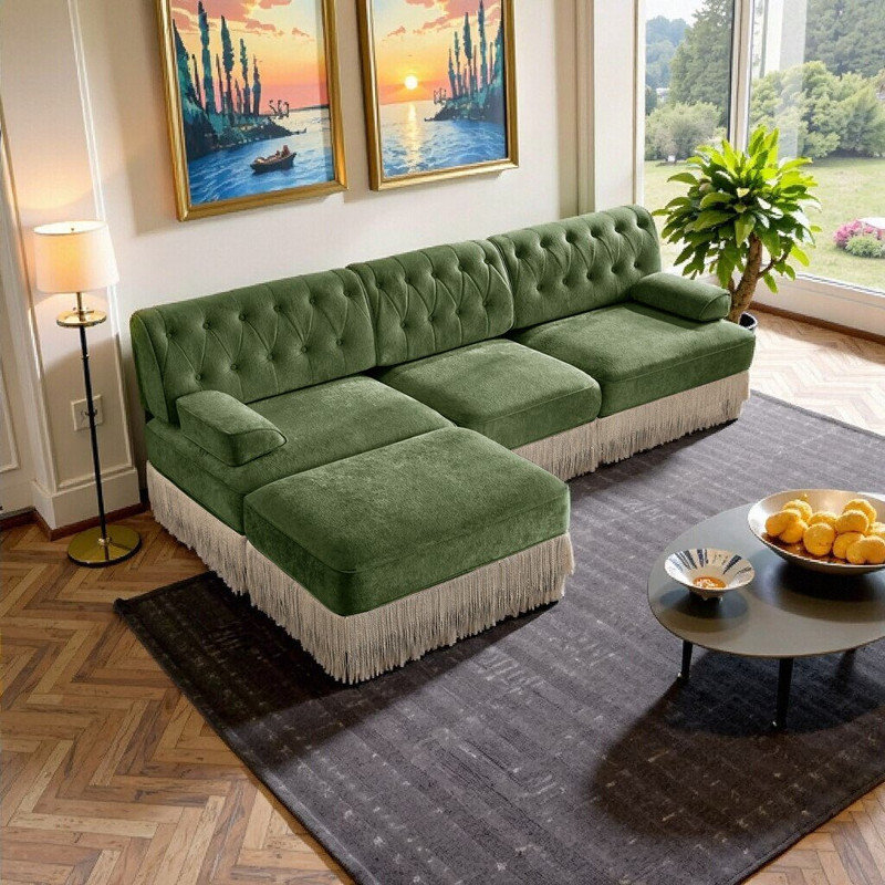 Canapé modulaire Chesterfield, Vert