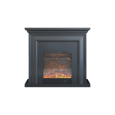 Drak Gray Solid Wood Electric Fireplace