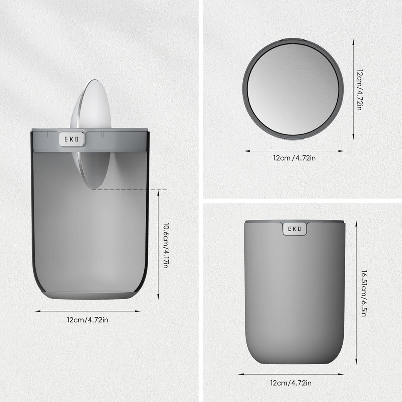 Plastic Swing Top Countertop Waste Bin - 1.5L, Grey