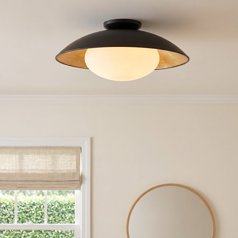 Jason Flush Mount, Black Lustro, 9'' H x 21'' W x 21'' D