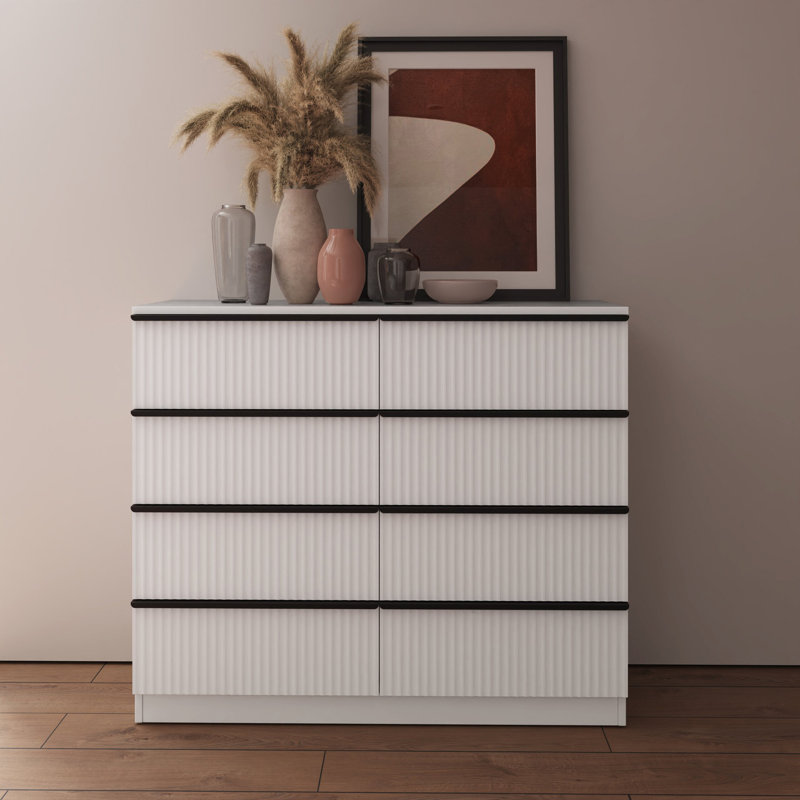 Lania Ripple Ridged 8 Drawer Chest Of Drawers