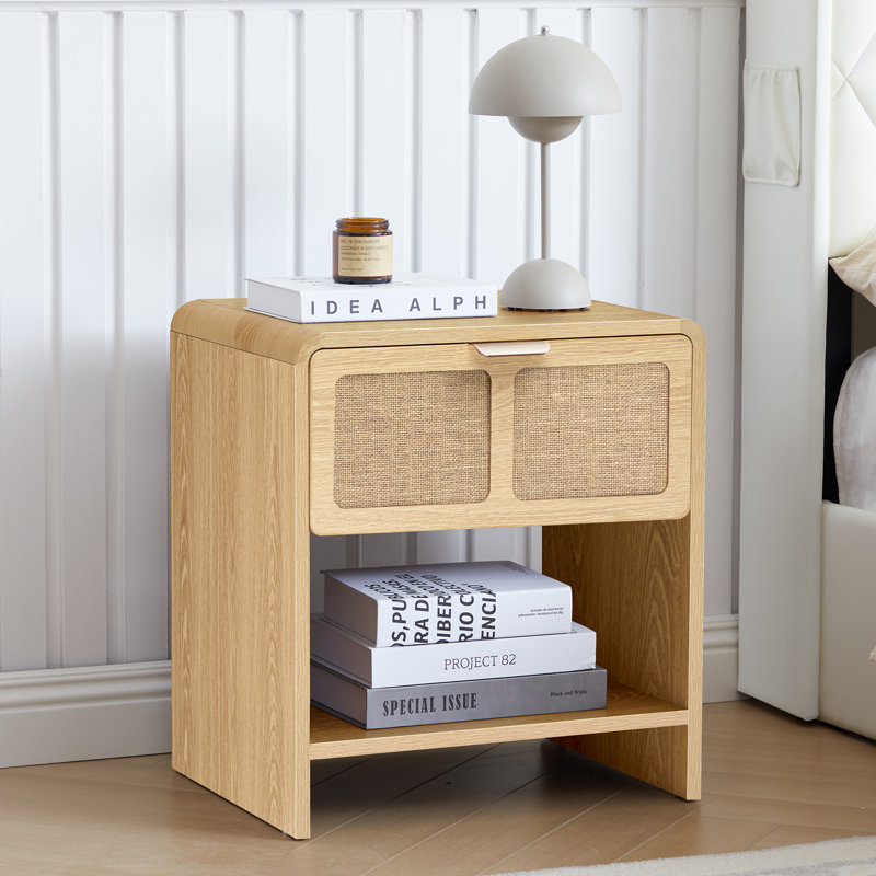 End Table With Charging Station, Natural