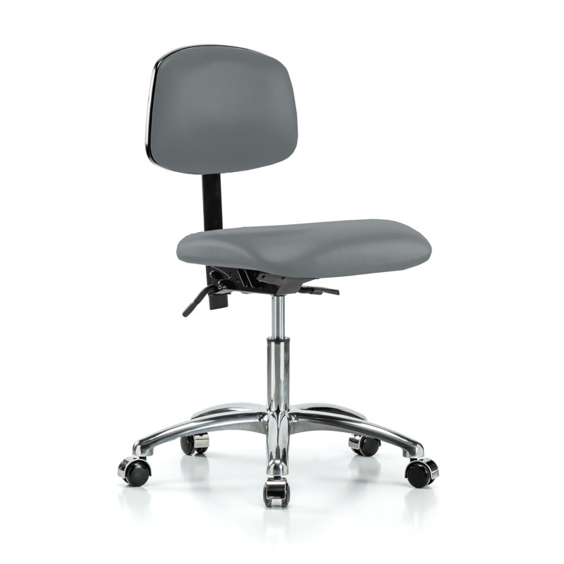 PERCH Chrome Laboratory Chair with Adjustable Back Support | Desk Height 17-22", Cinder Fabric