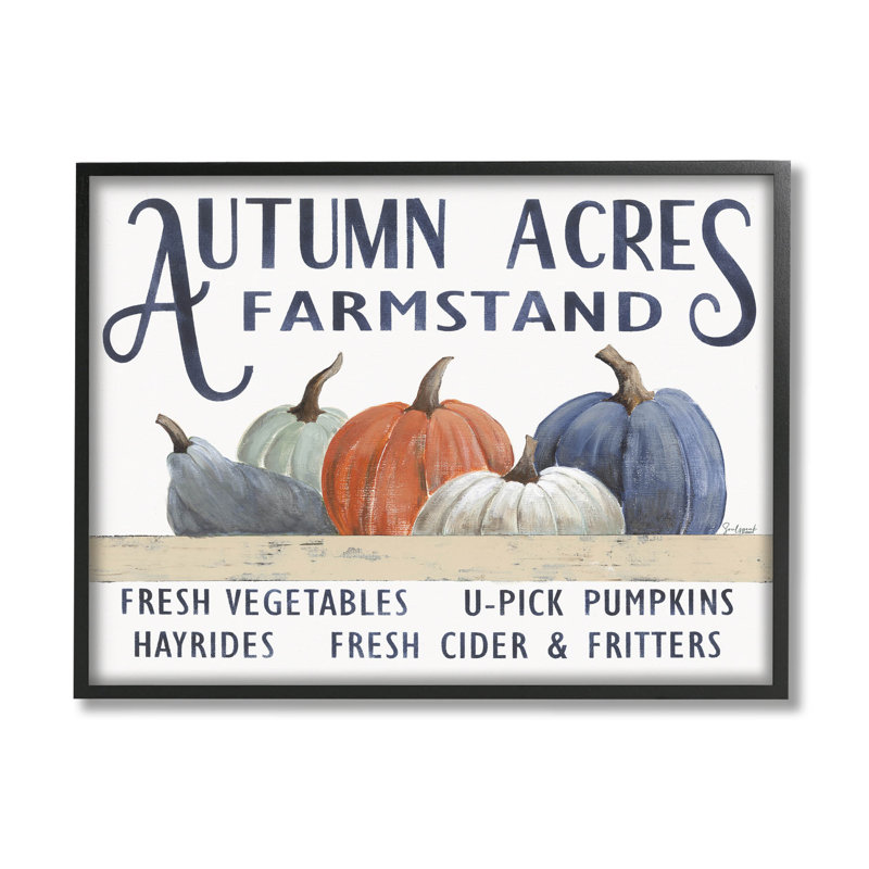 Autumn Acres Farmstand Fall Signage Framed On Wood