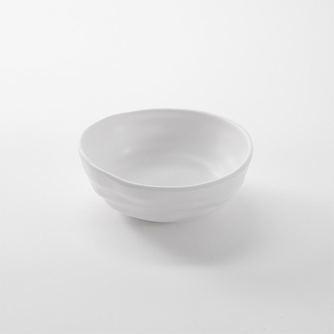 White Melamine Textured Stoneware-Style Individual Bowl