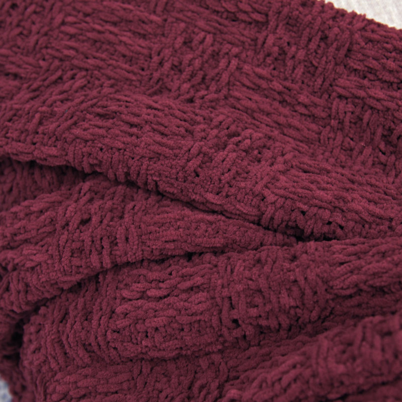 Jeté en tweed torsadé, Bourgogne, 60 po x 80 po