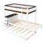 Lit simple superposé simple avec lit gigogne simple, rangement et bureau, blanc et noyer