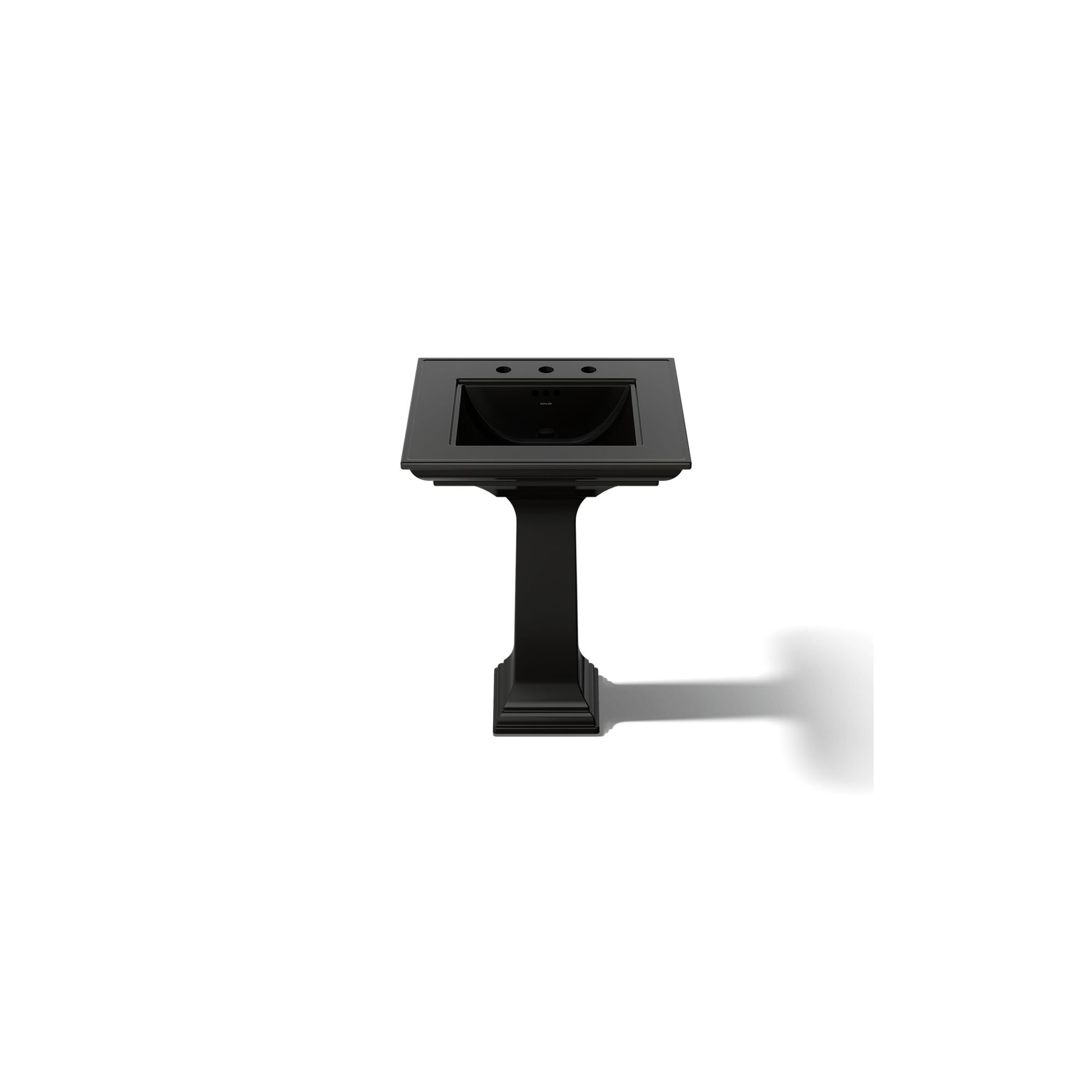 Memoirs Stately Pedestal Bathroom Sink with Faucet Holes, Black, 34.75" H x 20.5" W x 24.5" L, 8" Centers