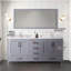 Meuble-lavabo double gris foncé de 72 po X P 22 po , Comptoir en marbre de Carrare, ensemble de robinet et Miroir
