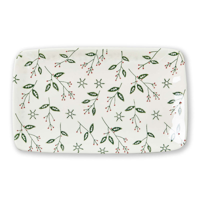 Tis The Season Rectangular Platter Multicolored Stoneware Everyday