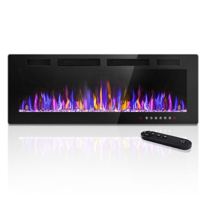 Arcuri Black Electric Wall Mounted with 5100 BTU, 18.11" H x 50" W x 3.2" D