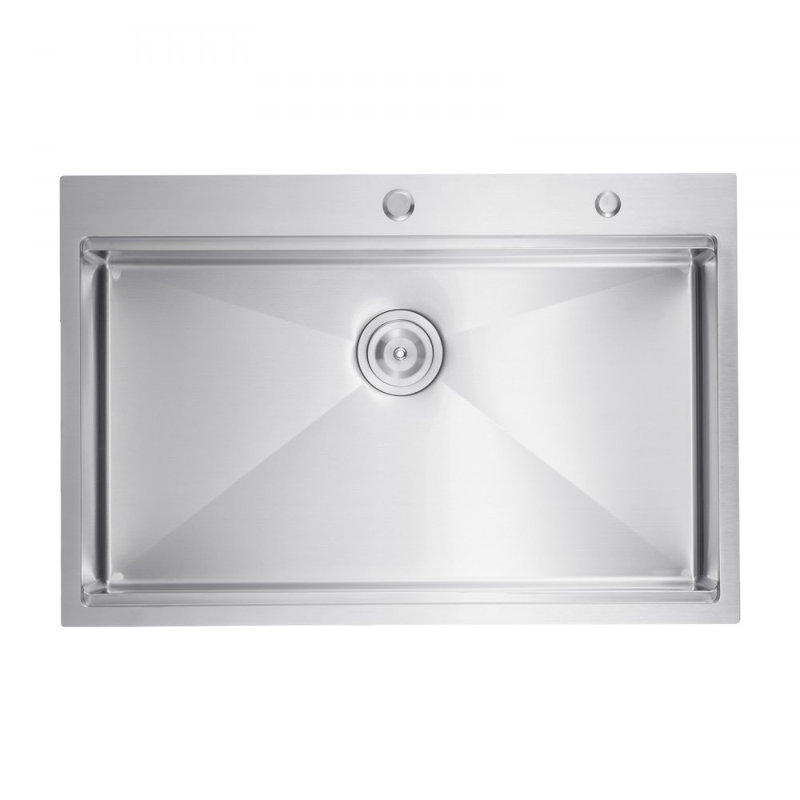Barre d'évier de cuisine 33 po à cuve simple en acier inoxydable, Argent argent