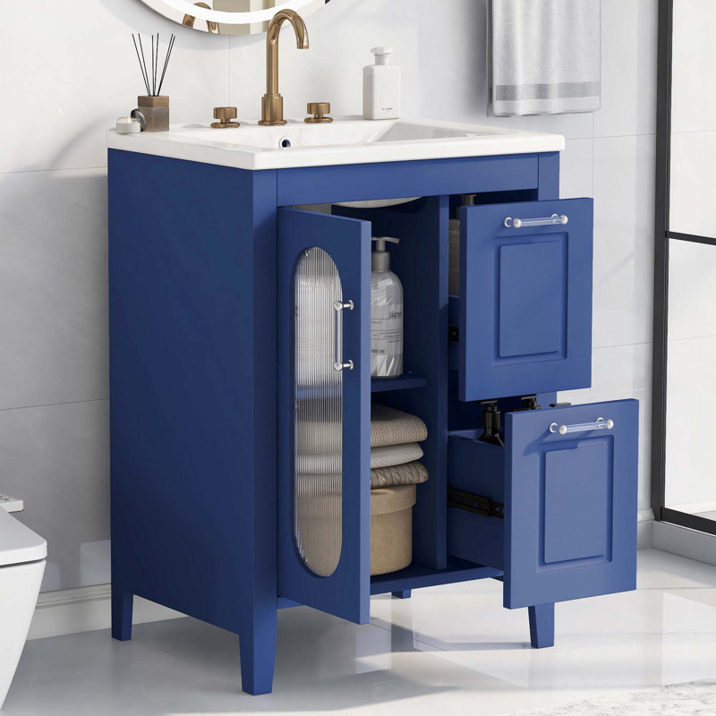 24" Bathroom Vanity With Sink, Blue