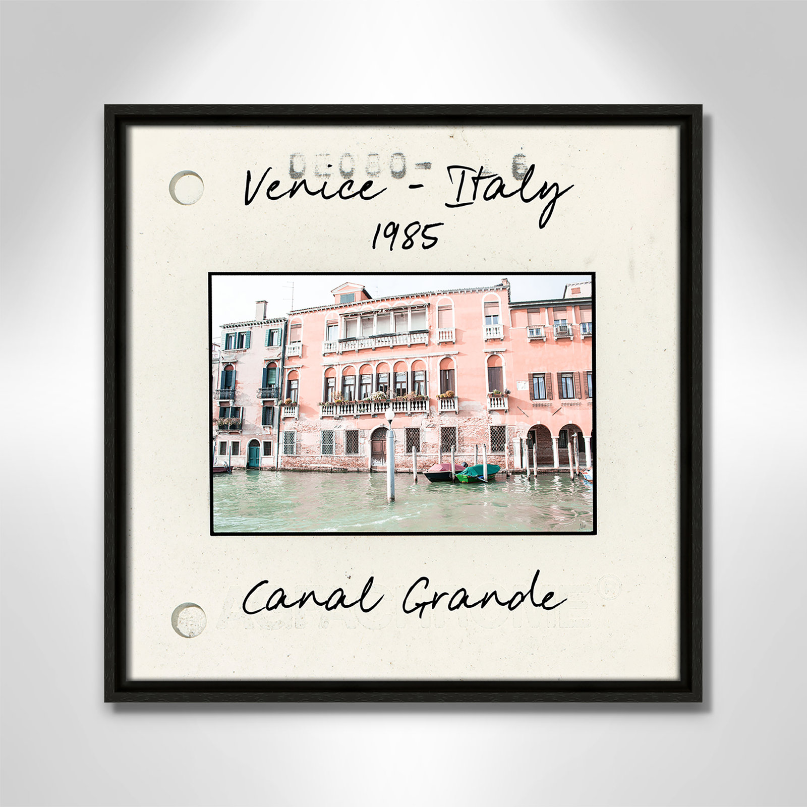 Travel Slide Collection "Venice, Italy - Grand Canal" Print, Espresso Floater Framed Canvas, 17.5" H x 17.5" W x 2" D