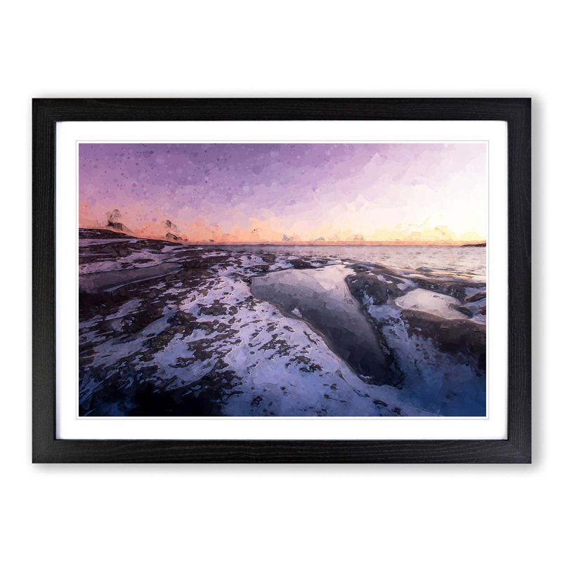 Ice Pool in Helsinki Finland in Abstract - Picture Frame Graphic Art Print, 60cm H x 91cm W x 2cm D, Black