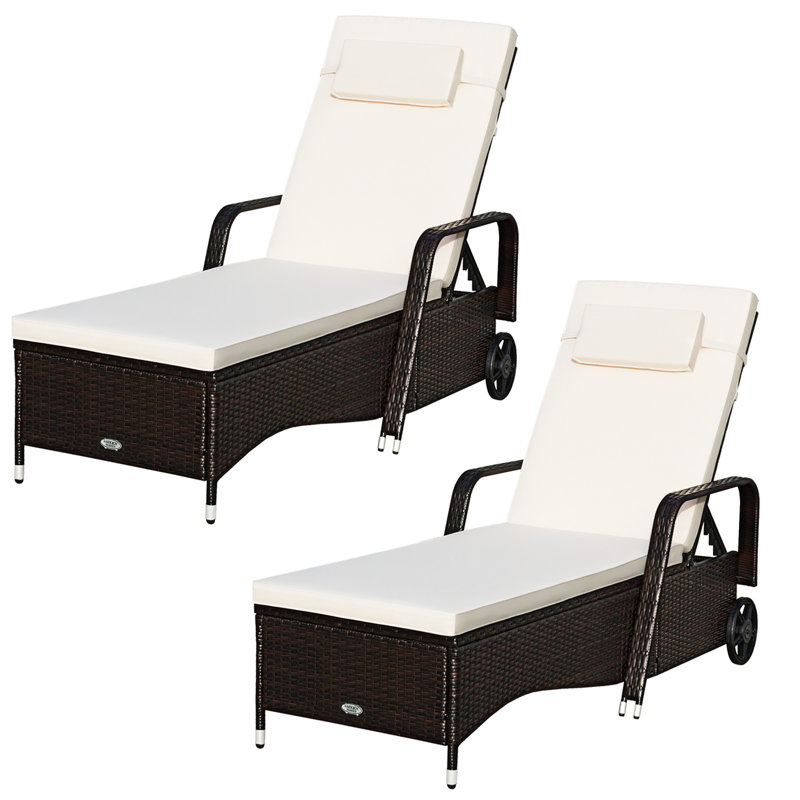 Chaise longue inclinable 79 po avec coussins 79 po, Crème