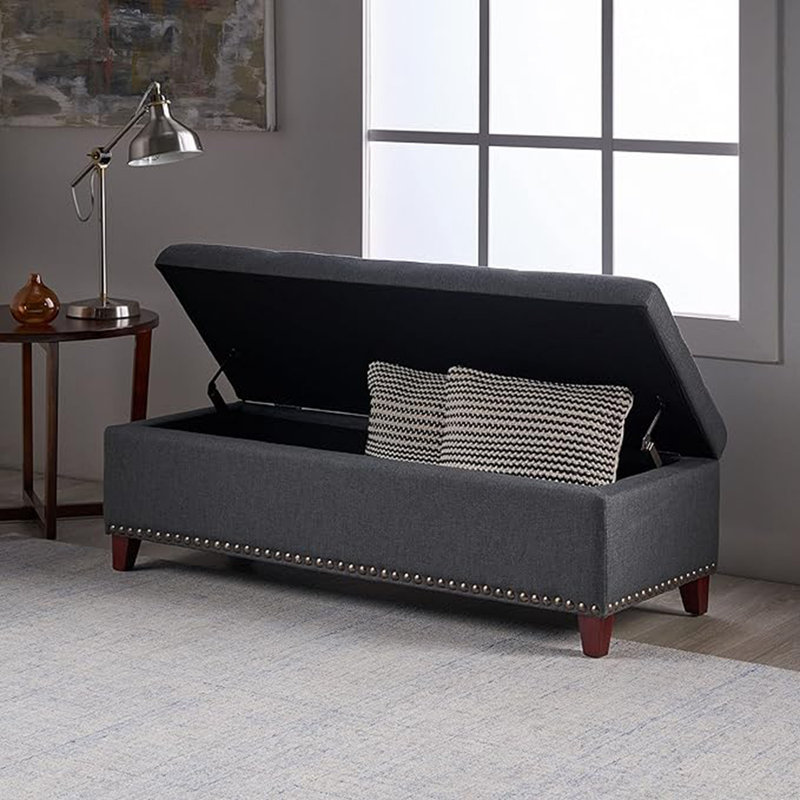 Banc de rangement rembourré Bluford, Duplicata gris foncé 