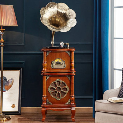 Brown+Gold Free Form Solid Wood+Copper Media Players