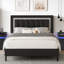 Diamond Tufted Upholstered Platform Bed Frame  with  Matching LED Nightstands Bedroom Set-1458064819-1458064817