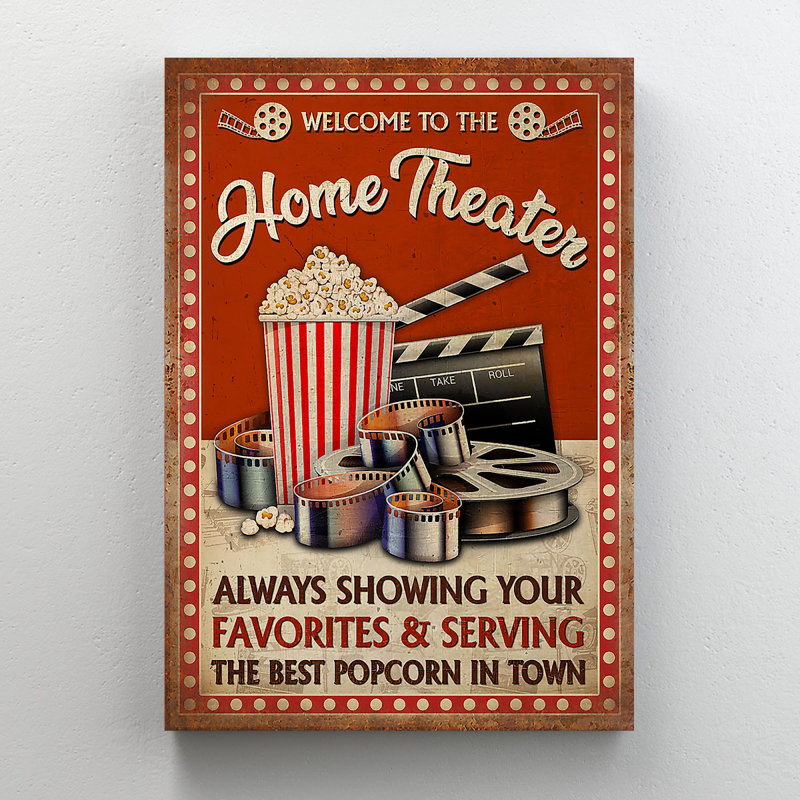 Popcorn and films - Always montrant vos favoris - 1 pièce, reproduction d'art graphique sur toile tendue