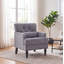 Fauteuil club capitonné de style Mid-Century moderne avec coussin, fauteuil gris en lin avec capitonnage et garniture cloutée
