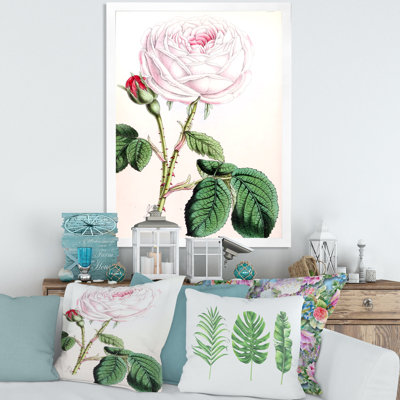 Fleur rose rétro - peinture sur toile