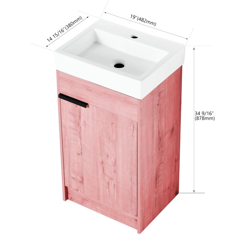 Meuble-lavabo simple 19,01 po avec plateau en céramique Courtdale