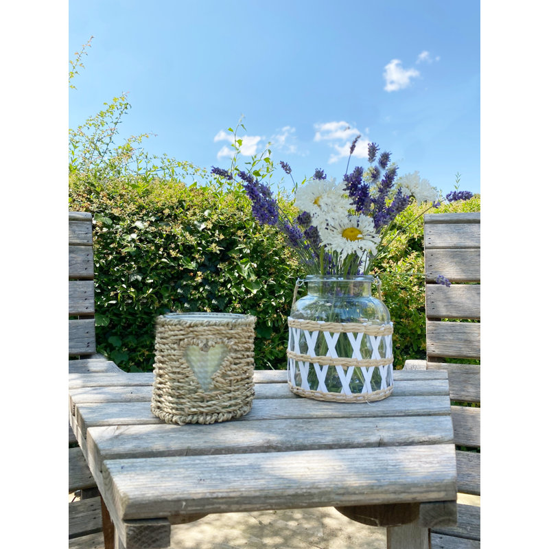 Wicker Tabletop Tealight Holder, 10.5cm H x 11.5cm W x 11.5cm D