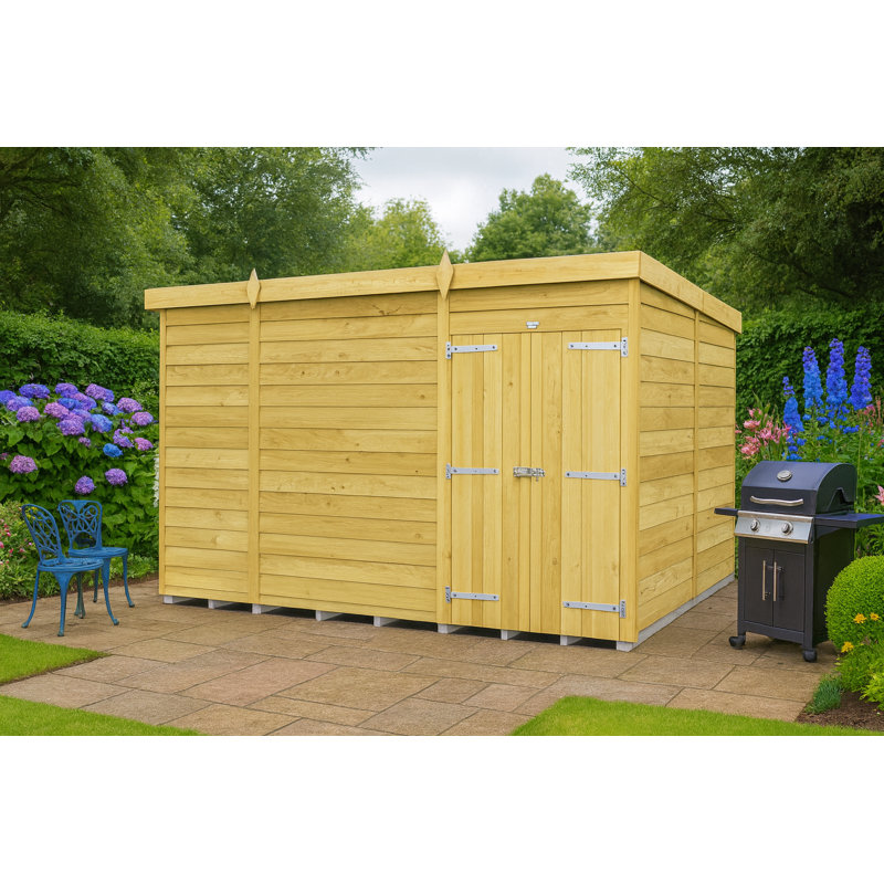 11ft x 8ft Pent Shed - Double Door without Windows