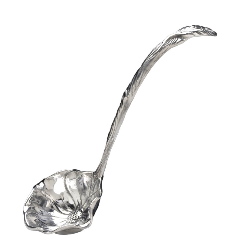 Magnolia Pattern Aluminum Punch Ladle with Curved Handle