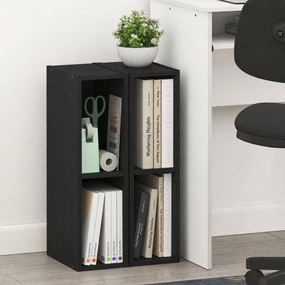 Ensemble de 2 étagères, bibliothèque étroite à 2 niveaux avec étagère de rangement de 15 cm de large, 23,6 x 15 x 53,8 cm, pour salon, chambre, bureau, bois noir