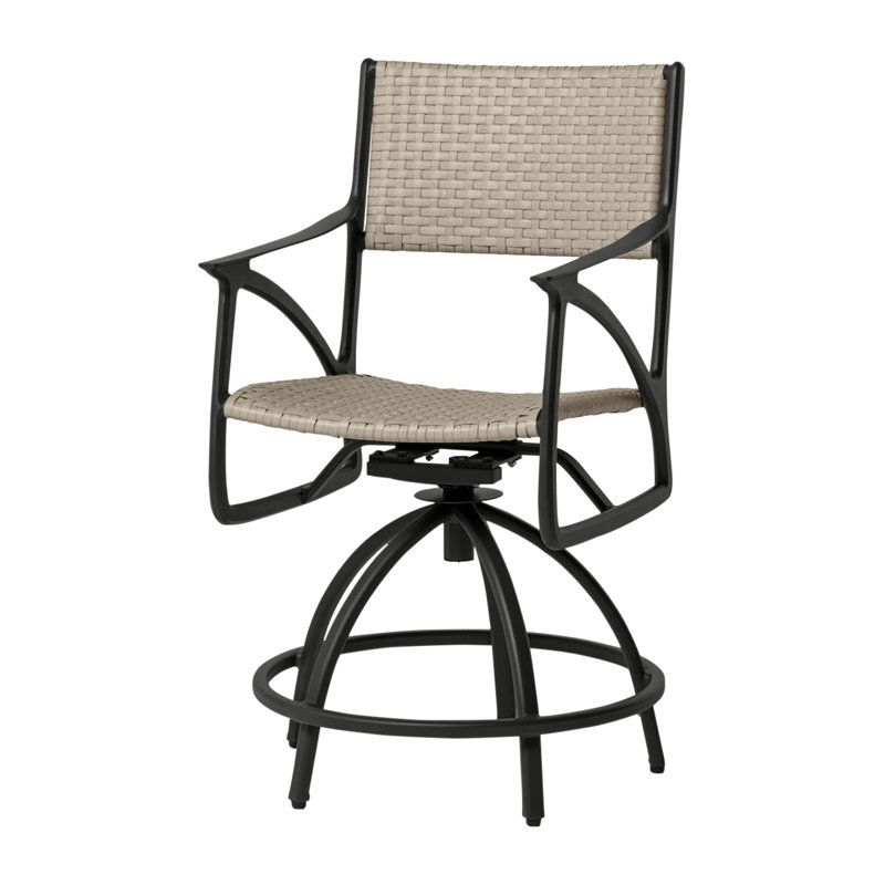 Amari Woven Swivel Rocking Balcony Stool, Mist, Carbon