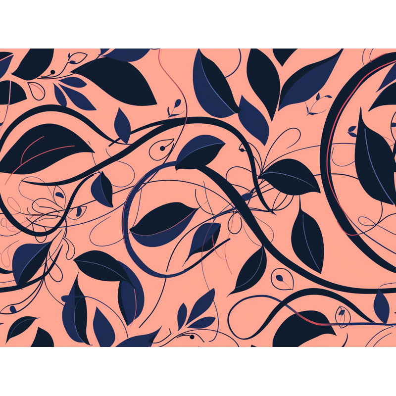 Coral Vines Illustration Room Darkening Curtain Pair, 56" W x 80" L