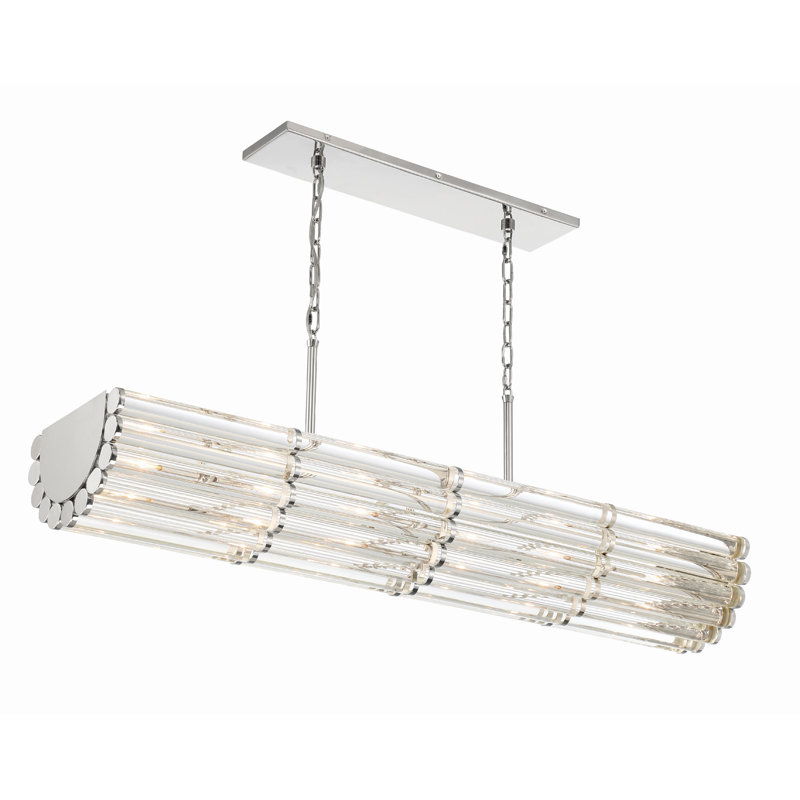 Libby Langdon For Crystorama Elliot 6 Light Polished Nickel Linear Chandelier