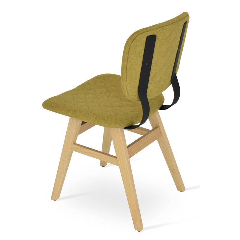 Hazal Wood Dining Chair in wool, Natural, Amber Wool