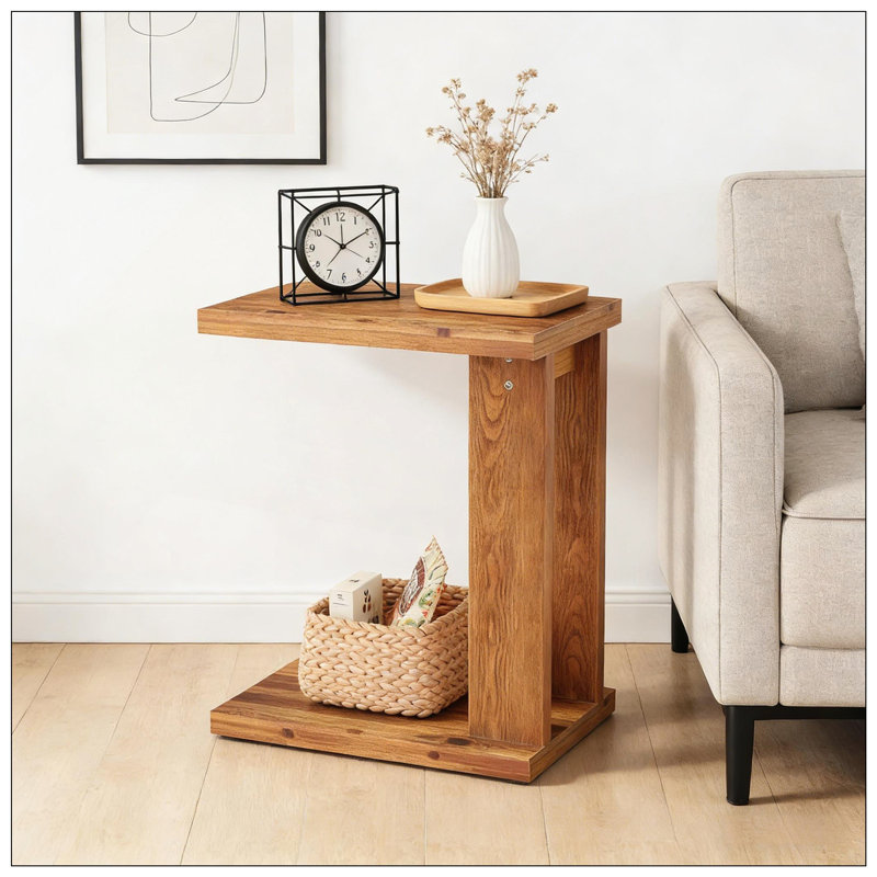 Table de chevet en forme de C, table de bout avec un design compact et robuste pour les petits espaces