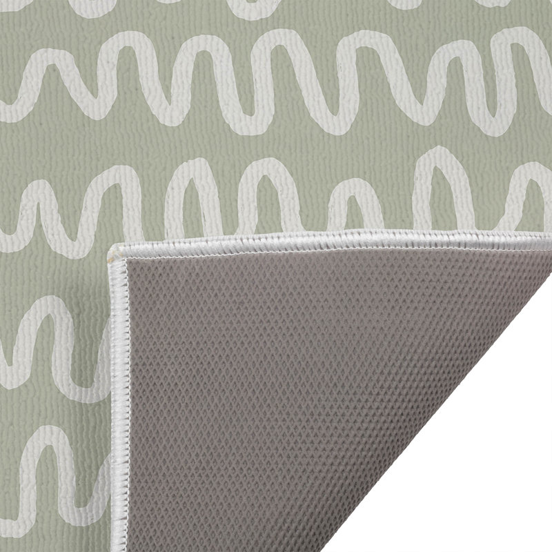 Wiggle Stripe Outdoor Doormat, 17" W x 24" L, Light Green