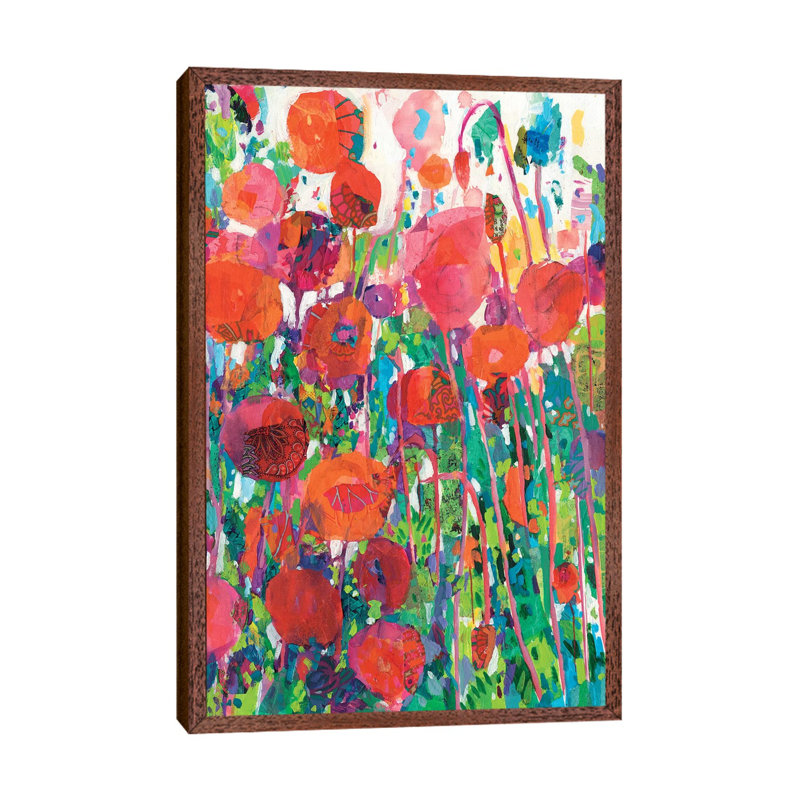 Vivid Poppy Collage II by Tara Funk Grim - Gallery-Wrapped Canvas Giclée on Canvas, Classic Wood Framed