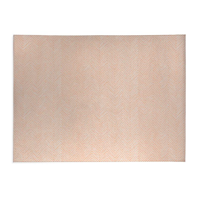 Chevron Groove Lightweight Non-Slip Kitchen Mat, Rectangle 3' x 5', Peach