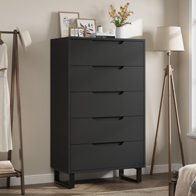 5 Dresser for Bedroom, 51" Tall Dresser, Freestanding Vertical Drawer Cabinet with Storage, Wooden Closet Storage Chest for Living Room, Hallway, Entryway