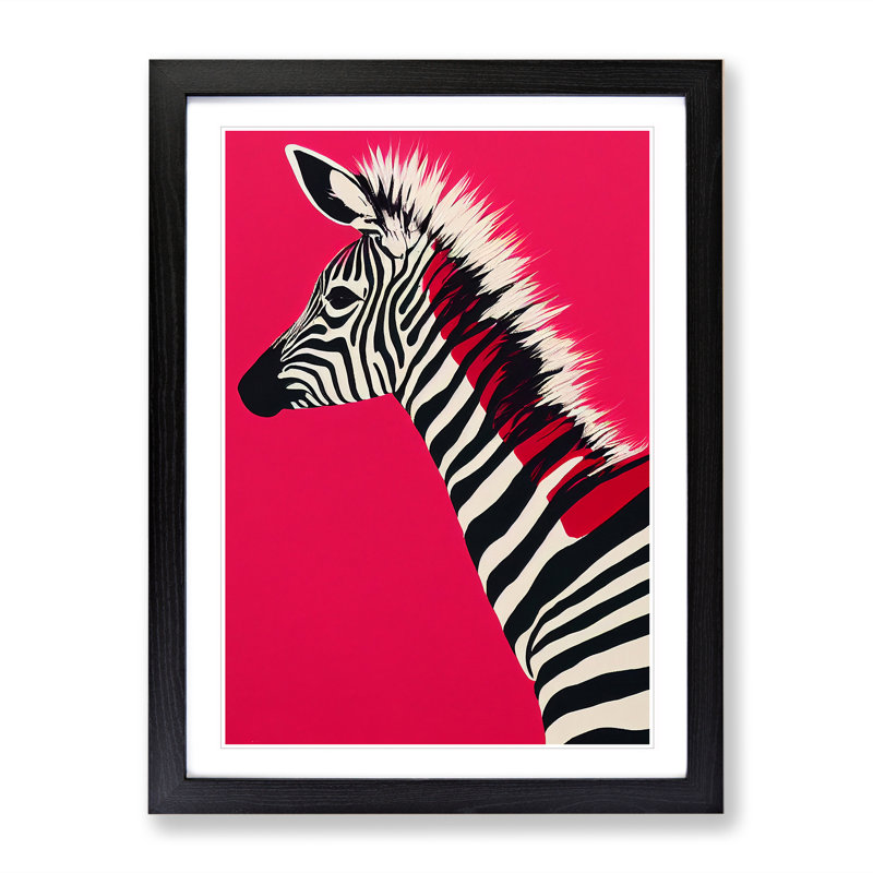 Young Zebra - Single Picture Frame Painting, Black, 34cm H x 25cm W x 2cm D